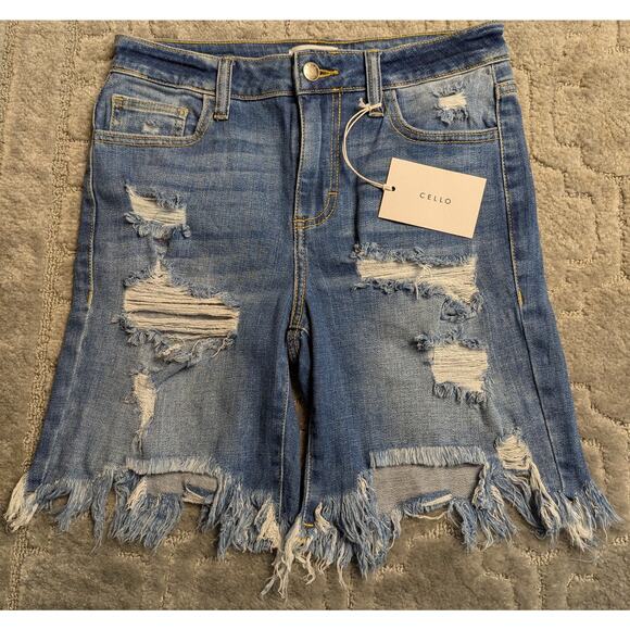 Cello Distressed Cutoff Jorts Shorts WOMENS Size SMALL NWT Mid Rise grunge punk - Picture 1 of 7
